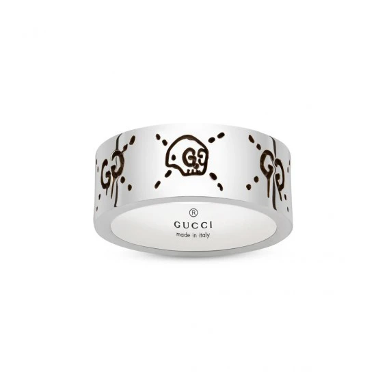 Rosas 1945 Gucci Anello Ghost in argento con finitura aureco